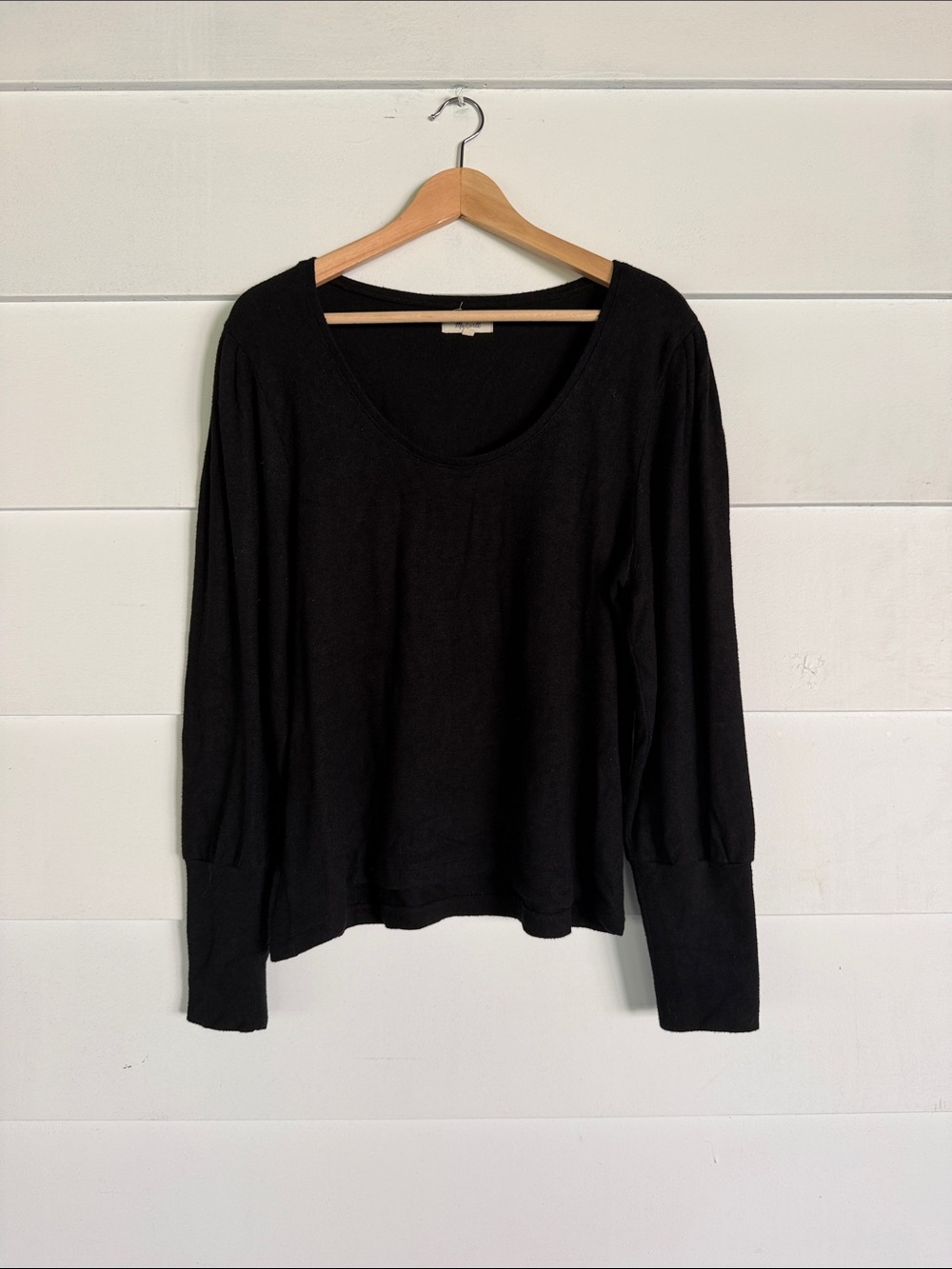 Madewell Black Scoop Neck Long Sleeve Sweater Top